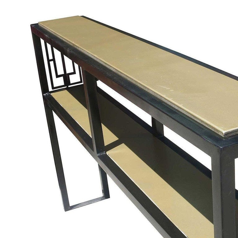 Black and Gold "Prairie" Style Console Table - 6