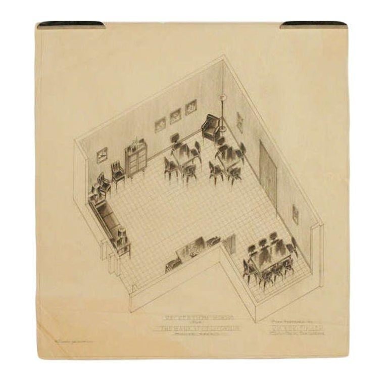 1955 Recreation Room Architectural Rendering by Rucker Fuller - 3