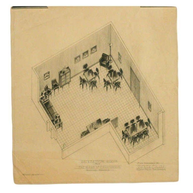 1955 Recreation Room Architectural Rendering by Rucker Fuller - 4