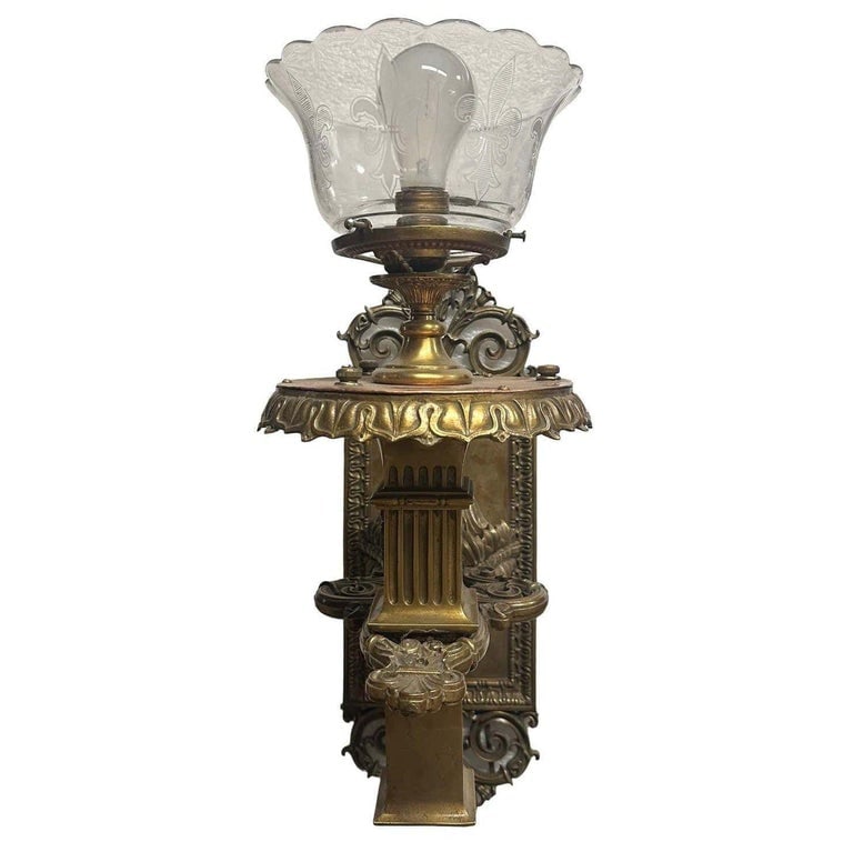 Bronze & Copper Edwardian era Torchiere Electric Wall Sconce, 2 Available - 3