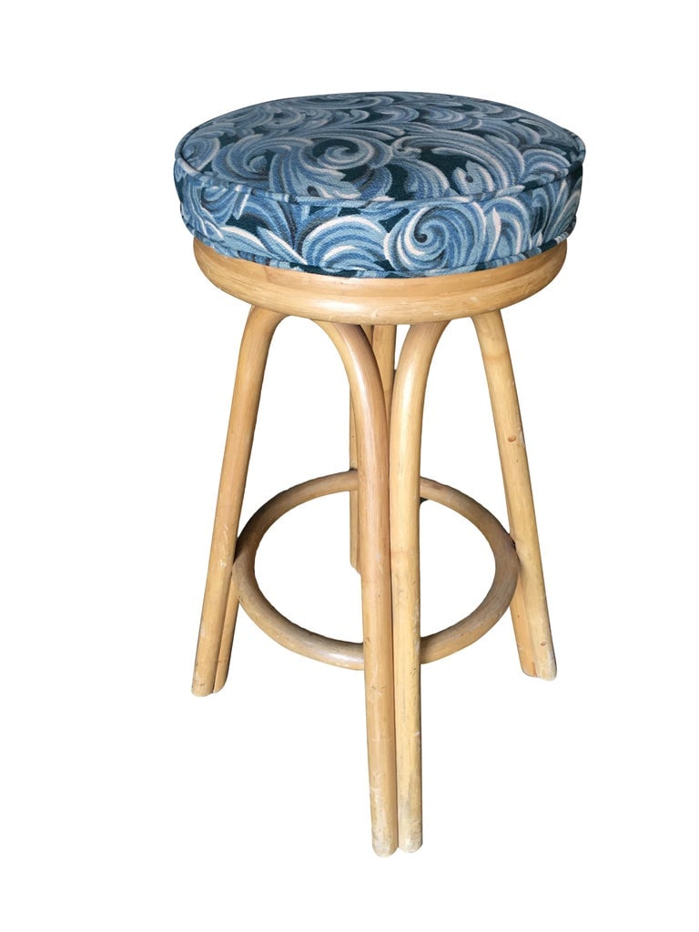 Restored Single Stand Arched Rattan Bar Stool - 3