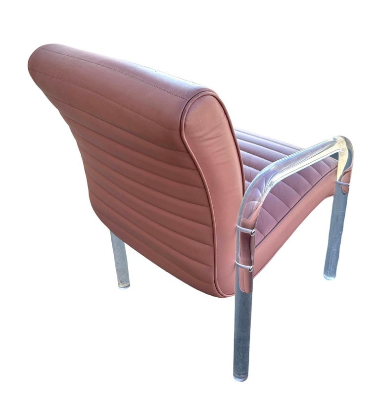 Lucite and Leather Lounge Chairs by Leon Frost, Signed - 11