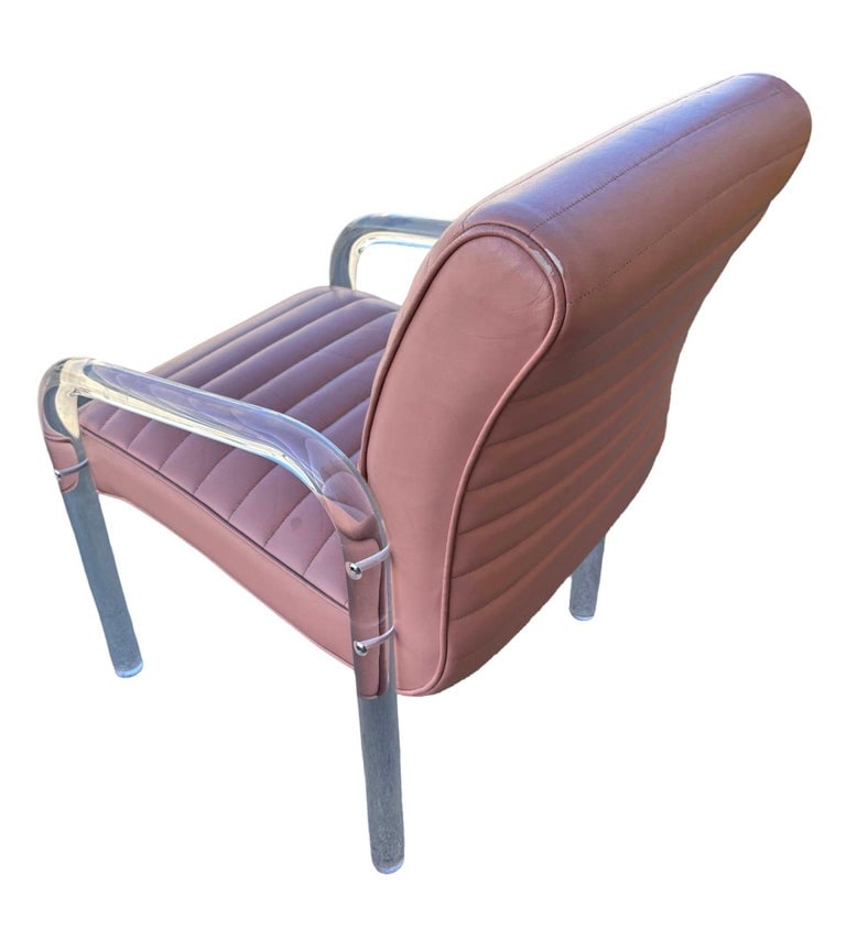 Lucite and Leather Lounge Chairs by Leon Frost, Signed - 12