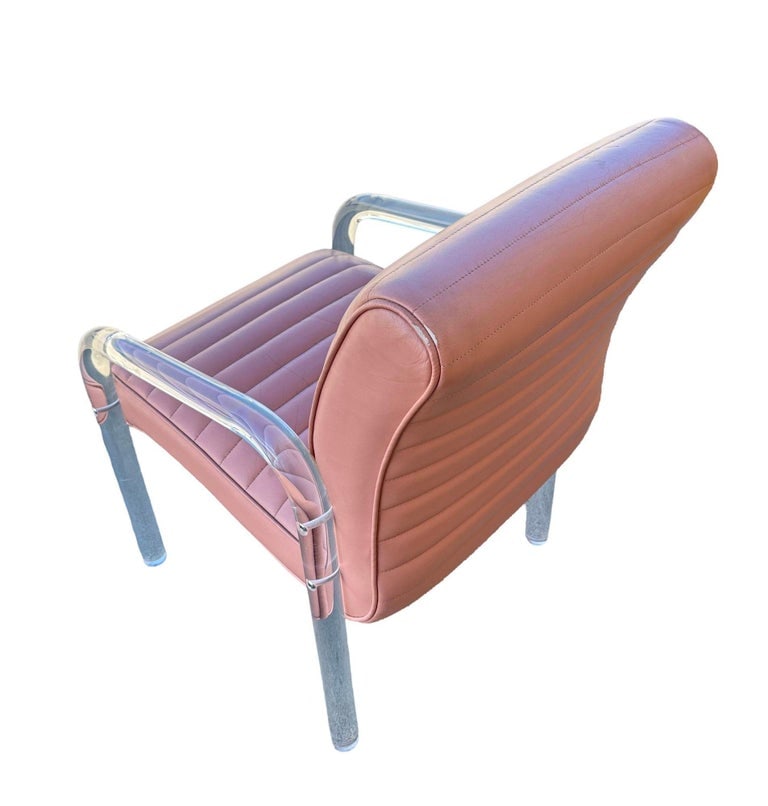 Lucite and Leather Lounge Chairs by Leon Frost, Signed - 8