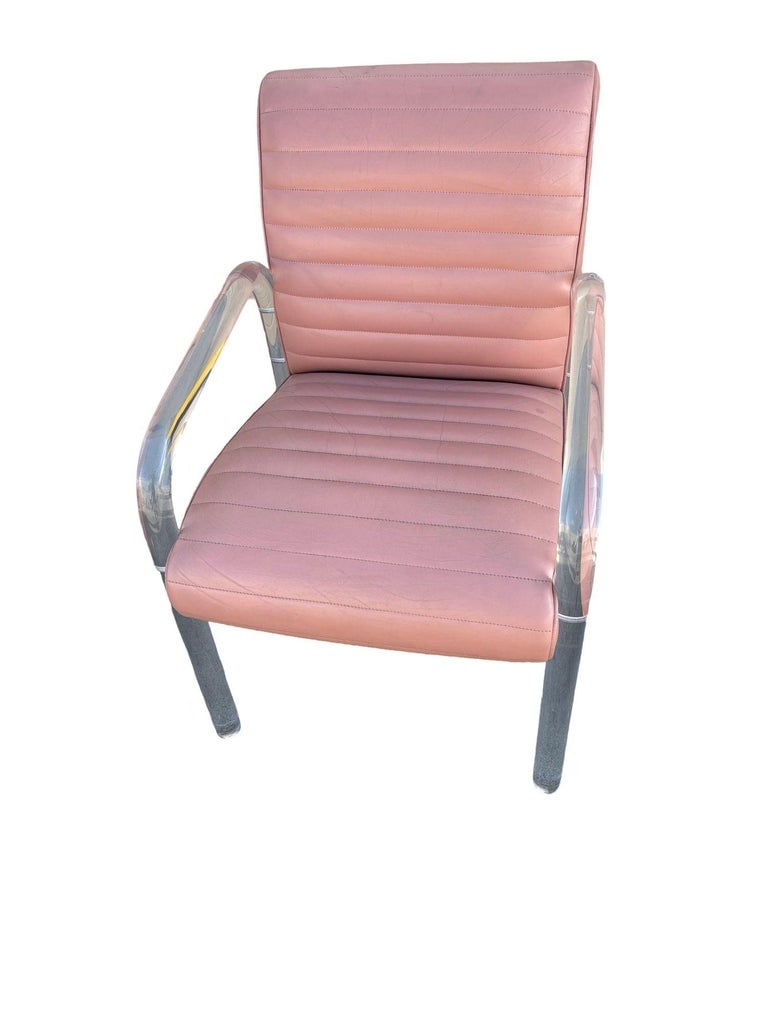 Lucite and Leather Lounge Chairs by Leon Frost, Signed - 9