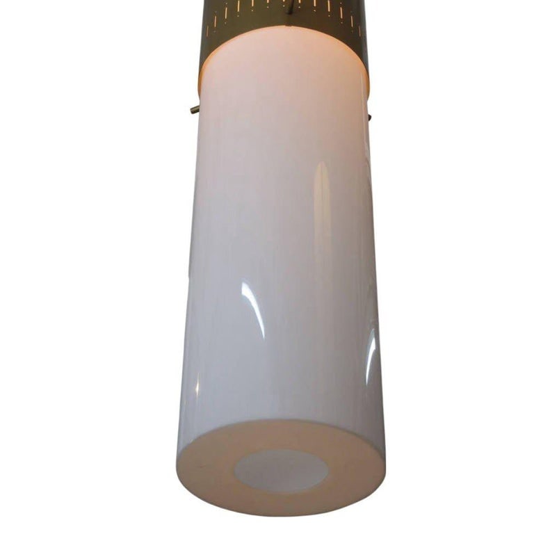 1958 Mid-Century Cylinder Gold-Tone Acrylic Pendant Chandelier, 4 Available - 4