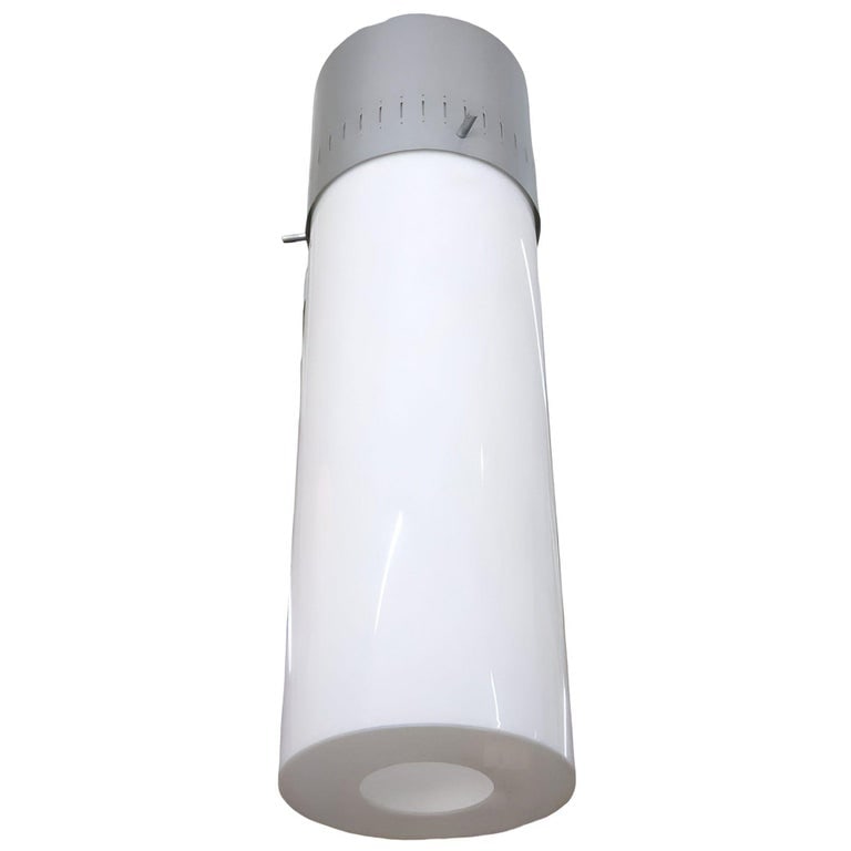 1958 Mid-century Modern Cylinder Acrylic & Steel Pendant, 2 Available - 3
