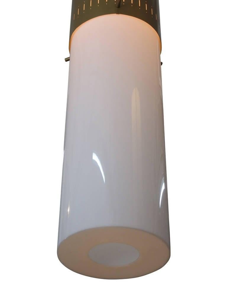 Midcentury Cylinder Pendant Pair in Gold, circa 1950 - 3
