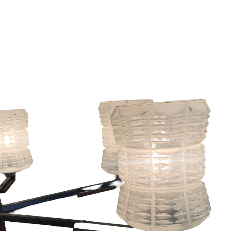 Italian Sputnik Chandelier in Rosewood Chrome with Glass Shades - 10