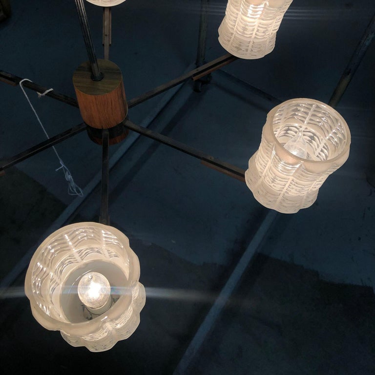 Italian Sputnik Chandelier in Rosewood Chrome with Glass Shades - 13