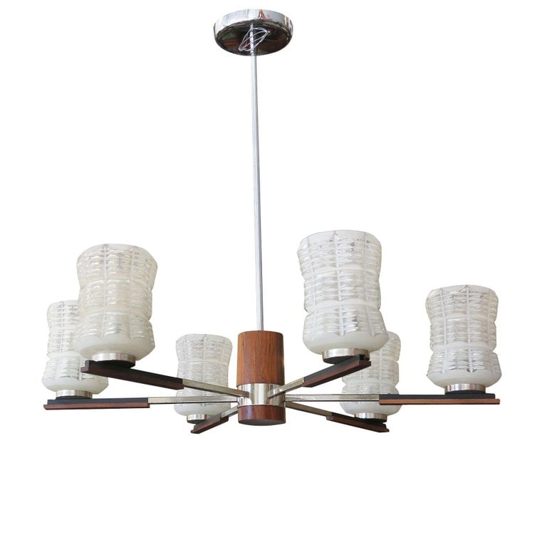 Italian Sputnik Chandelier in Rosewood Chrome with Glass Shades - 3