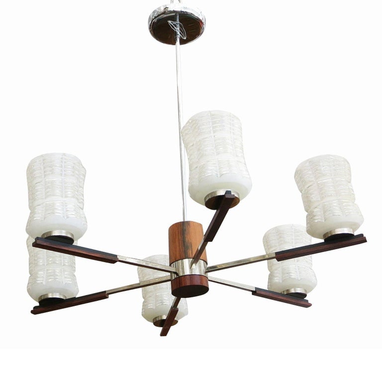 Italian Sputnik Chandelier in Rosewood Chrome with Glass Shades - 4
