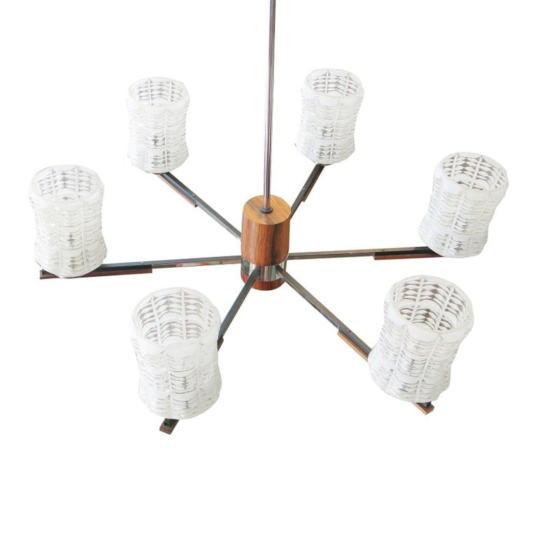 Italian Sputnik Chandelier in Rosewood Chrome with Glass Shades - 5
