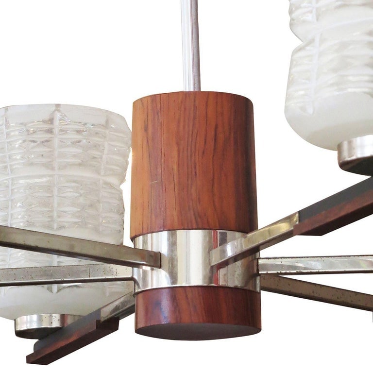 Italian Sputnik Chandelier in Rosewood Chrome with Glass Shades - 9
