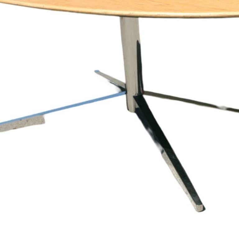 Florence Knoll Oak and Re-Chromed Steel Base Dining or Conference Table - 4