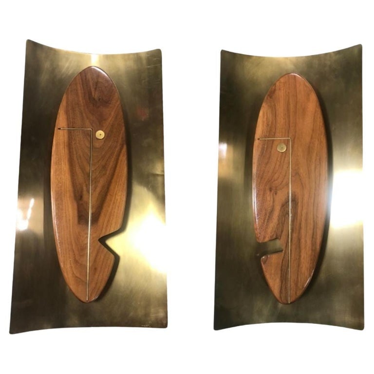 Midcentury "Face" Wall Art Sculpture Pair by Westwood Chadwick - 2