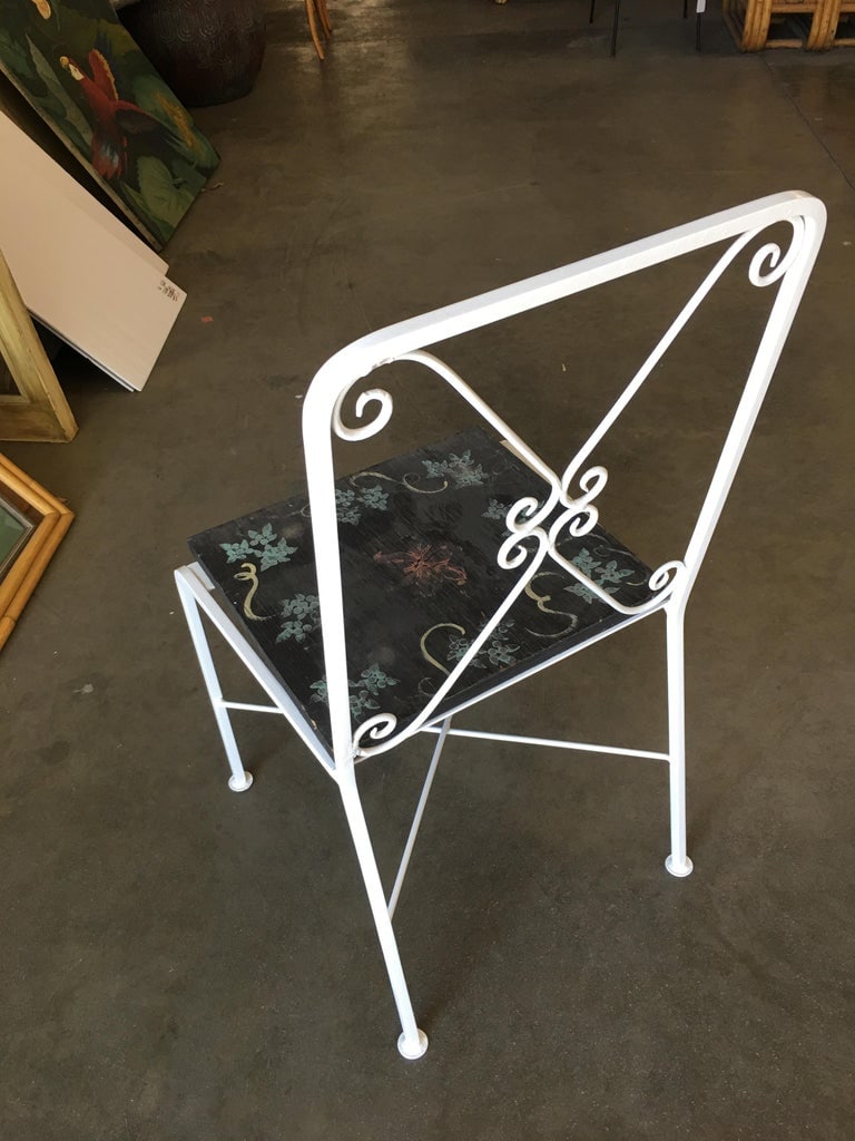 Scrolling Iron Patio/Outdoor Lounge Chair with Pad Seat, Set of Four - 10