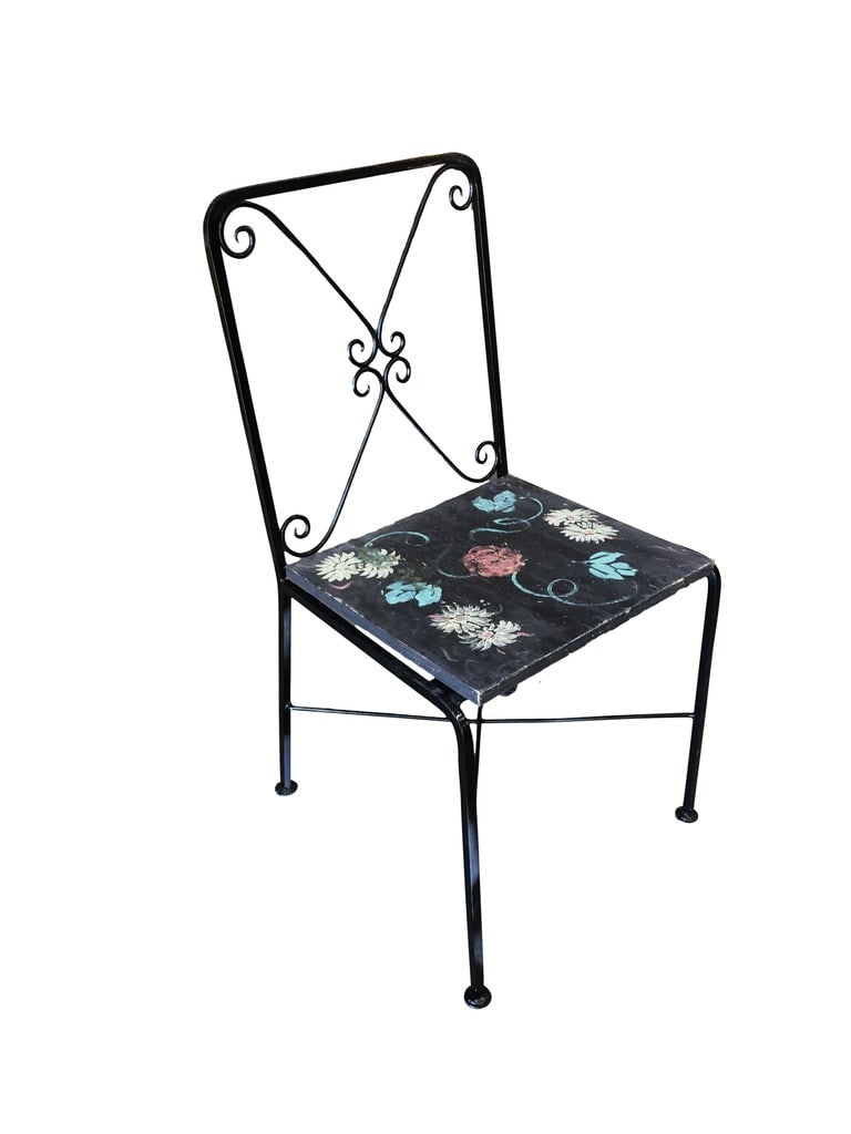 Scrolling Iron Patio/Outdoor Lounge Chair with Pad Seat, Set of Four - 3