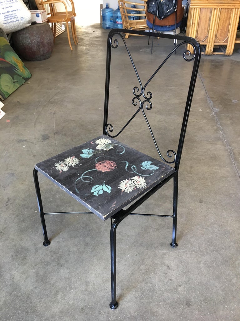 Scrolling Iron Patio/Outdoor Lounge Chair with Pad Seat, Set of Four - 5
