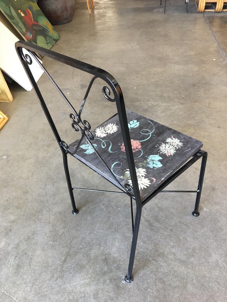 Scrolling Iron Patio/Outdoor Lounge Chair with Pad Seat, Set of Four - 7
