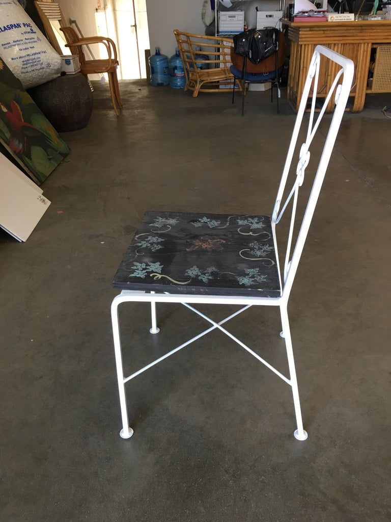 Scrolling Iron Patio/Outdoor Lounge Chair with Pad Seat, Set of Four - 8
