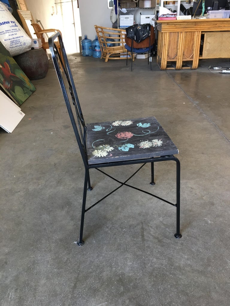 Scrolling Iron Patio/Outdoor Lounge Chair with Pad Seat, Set of Four - 9