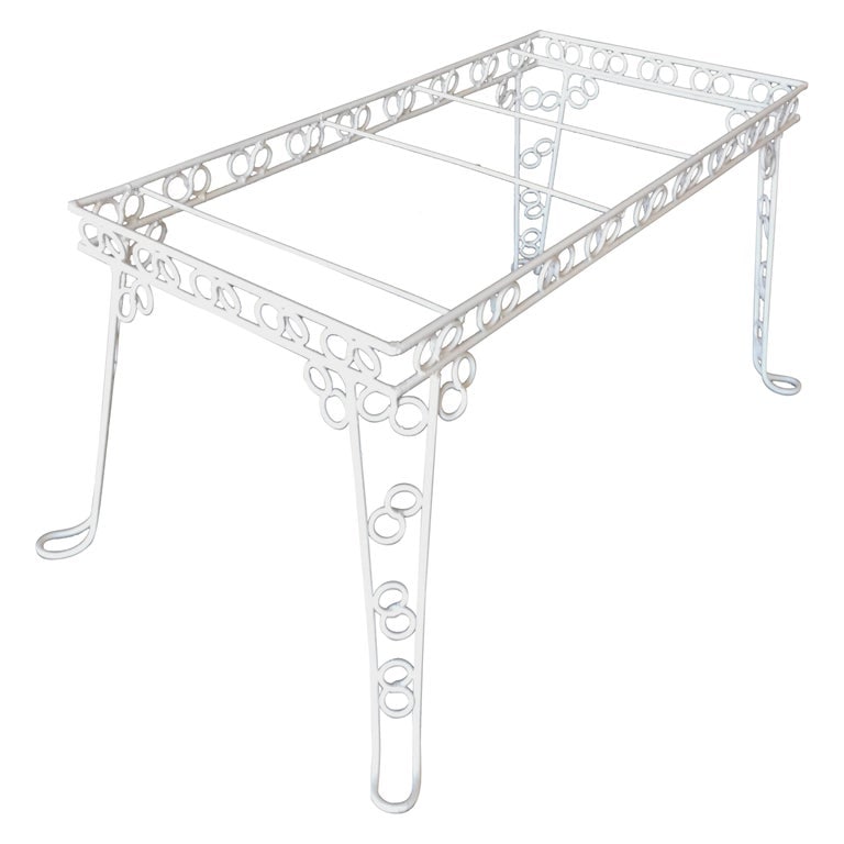 Custom 4 Person Outdoor "Circle 8" Iron Table with Glass Top - 2