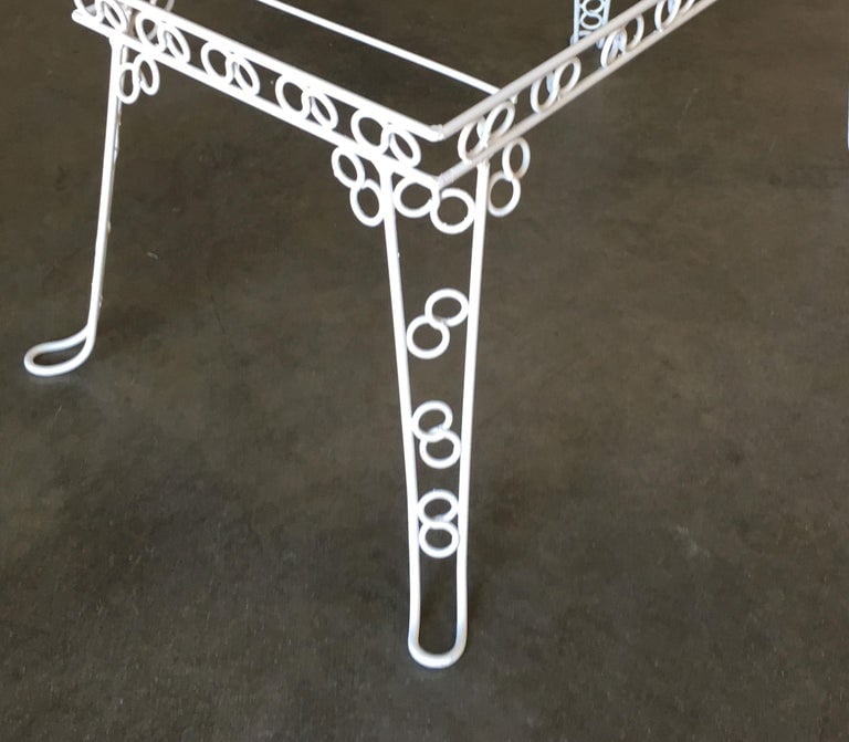 Custom 4 Person Outdoor "Circle 8" Iron Table with Glass Top - 4