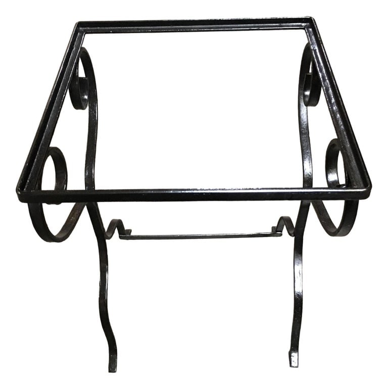 Midcentury Scrolling Iron Patio Nesting Side Tables with Glass Tops, Pair - 3