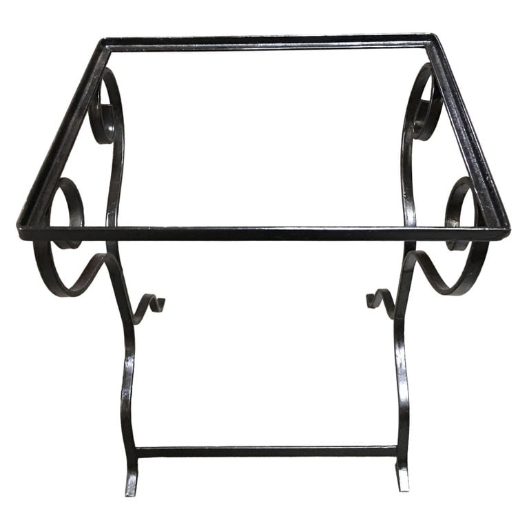 Midcentury Scrolling Iron Patio Nesting Side Tables with Glass Tops, Pair - 5