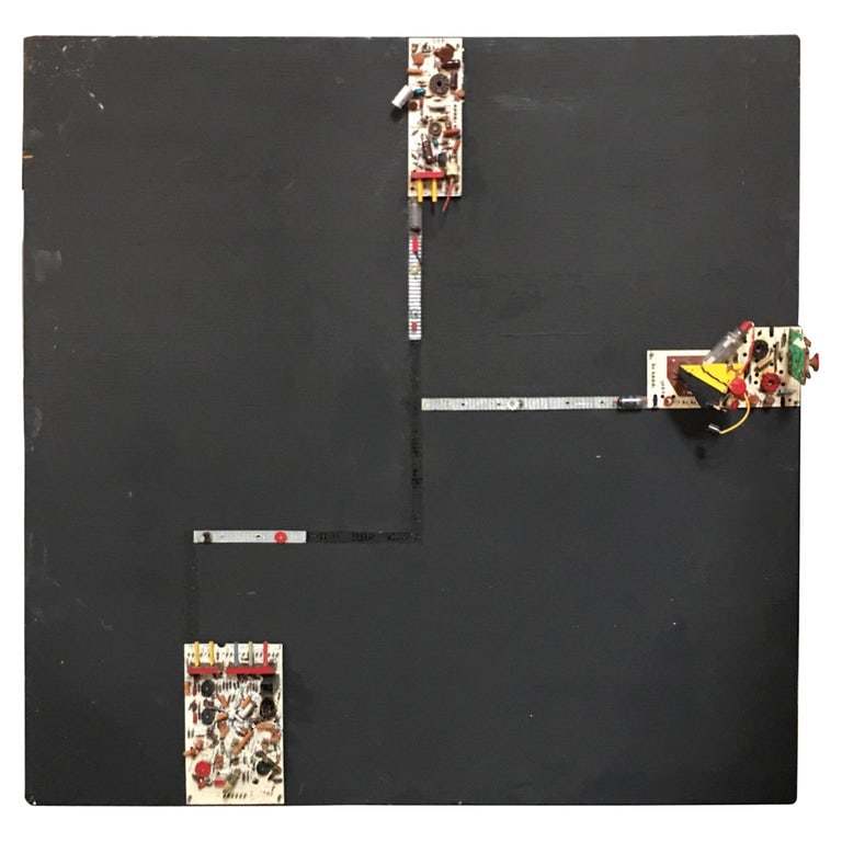 Abstract "My First Tronic" Artography Mixed-Media Sculpture by Pasqual Bettio: Artography wall sculpture titled "My first Tronic" Artography wall sculpture by Pasqual Bettio. Bio Senior Senator ret. J. Pasqual Bettio F.R.P.S. started his artistic career after graduating in