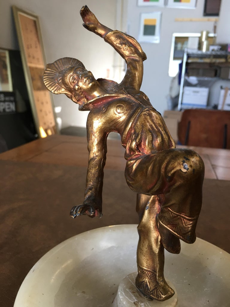 Art Deco Ashtray/Ring Tray with Female Harlequin Dancer Statue by Frankart - 4
