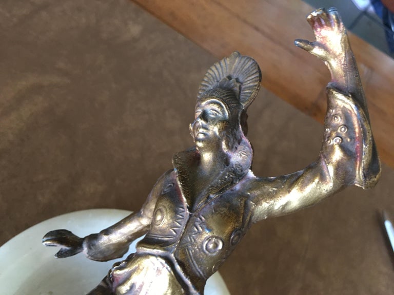 Art Deco Ashtray/Ring Tray with Female Harlequin Dancer Statue by Frankart - 5