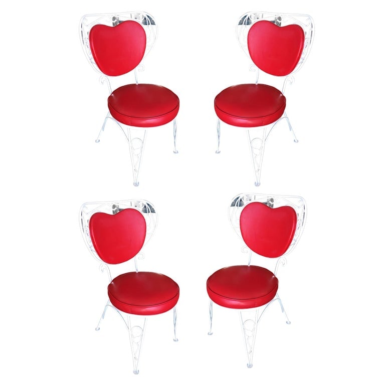 Custom Made Mid-century Iron & Steel Rebar Heart Patio Lounge Chair, Set of Four - 3