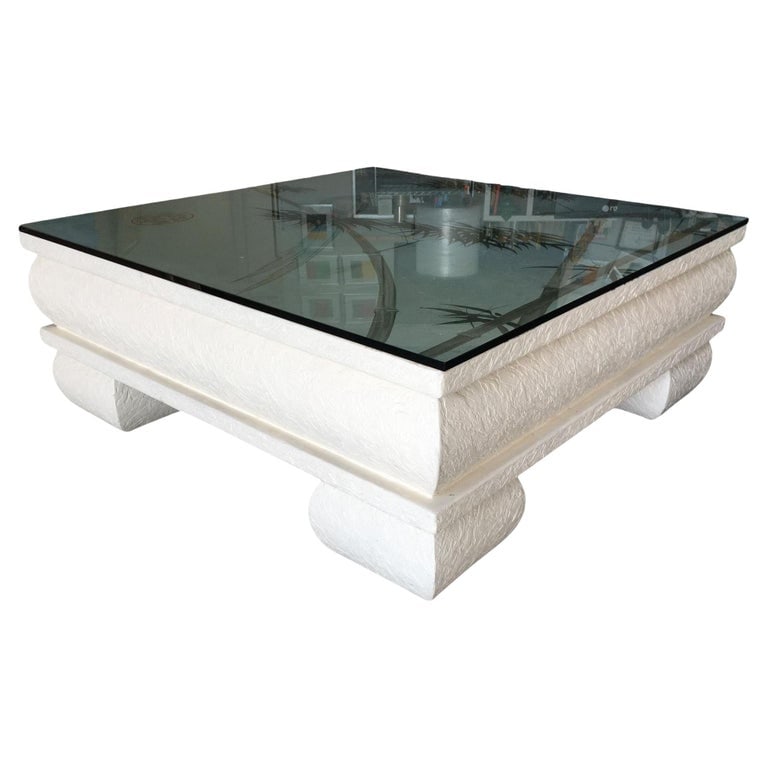 Large Neo Art Deco Coffee Table with Hand Painted Crane Pastel - 2