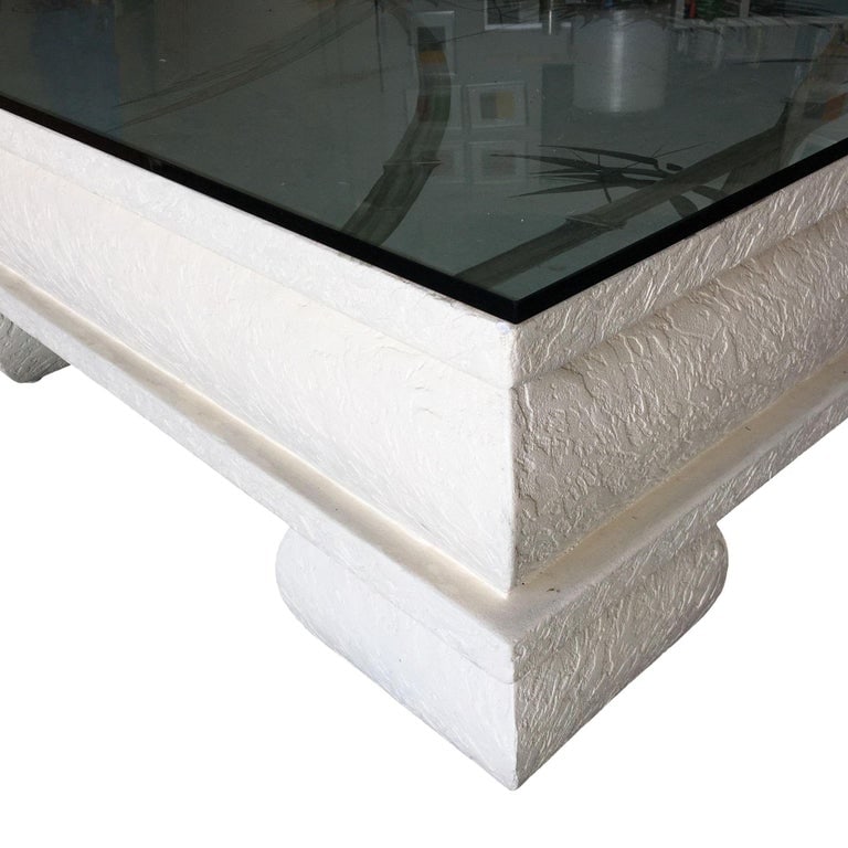 Large Neo Art Deco Coffee Table with Hand Painted Crane Pastel - 9