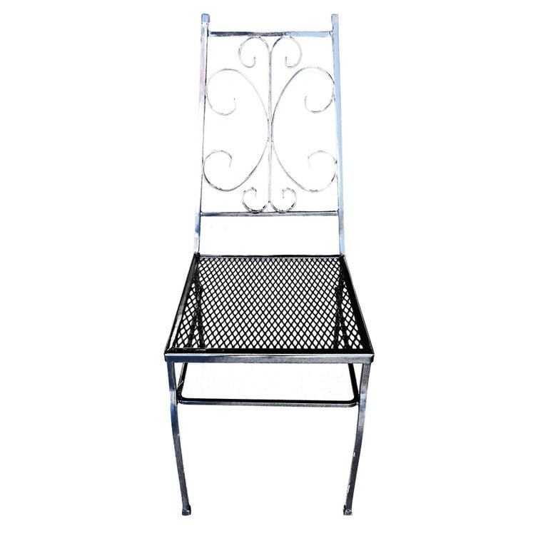 Midcentury Outdoor/Patio Side Chair with Scrolling Pattern, Set of Four - 4