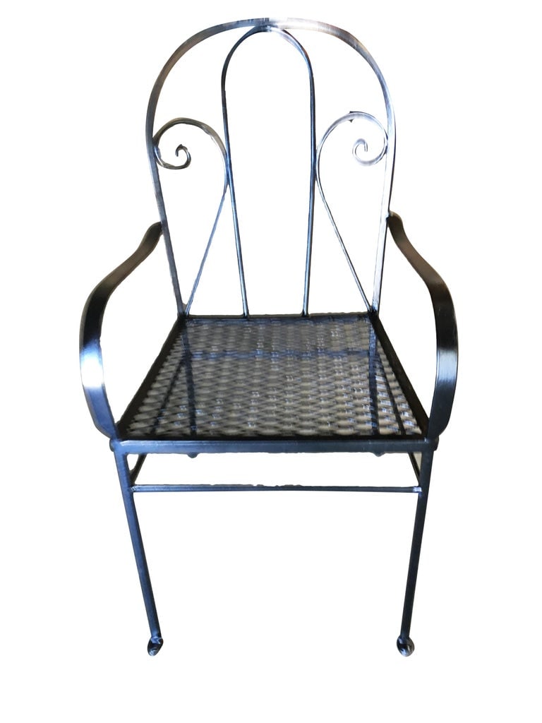 Iron Outdoor Patio Cafe Chair w/ Scrolling Back Iron , Pair - 3