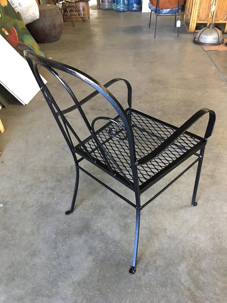 Iron Outdoor Patio Cafe Chair w/ Scrolling Back Iron , Pair - 5