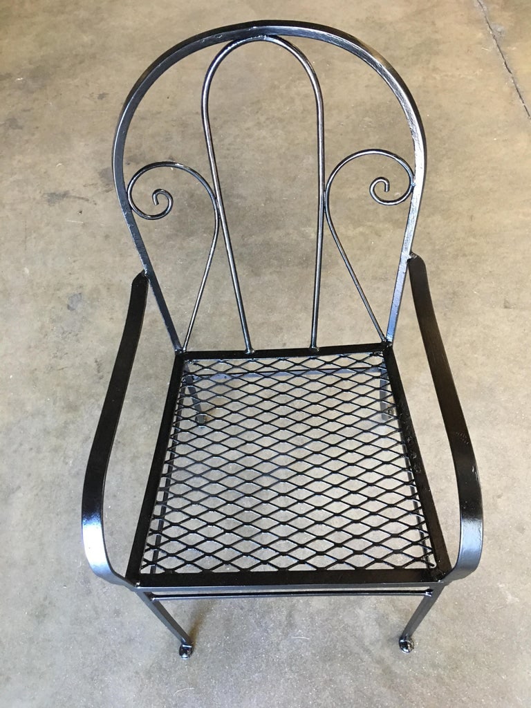 Iron Outdoor Patio Cafe Chair w/ Scrolling Back Iron , Pair - 6