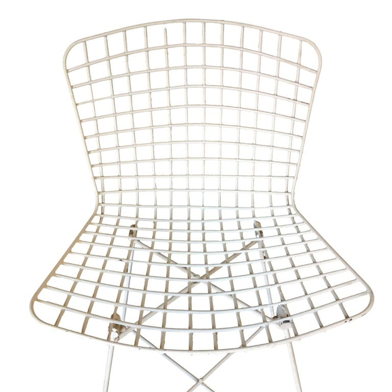White Bertoia Steel Wire Side Chair With "X" Base by Knoll, Set of 6 - 3