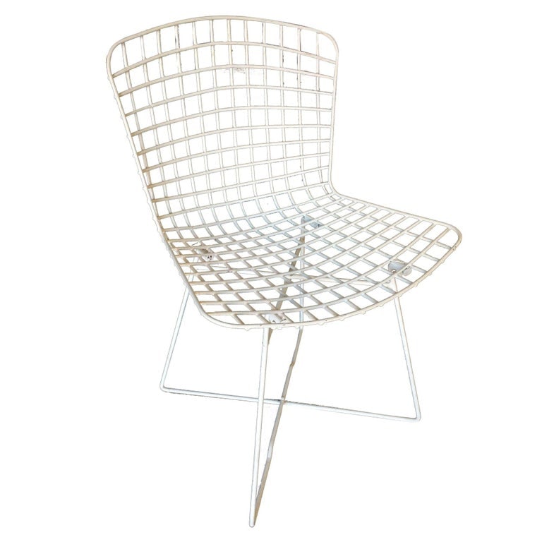 White Bertoia Steel Wire Side Chair With "X" Base by Knoll, Set of 6 - 4
