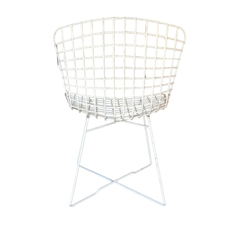 White Bertoia Steel Wire Side Chair With "X" Base by Knoll, Set of 6 - 5