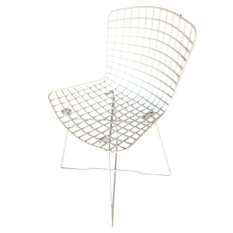 White Bertoia Steel Wire Side Chair With "X" Base by Knoll, Set of 6 - 7