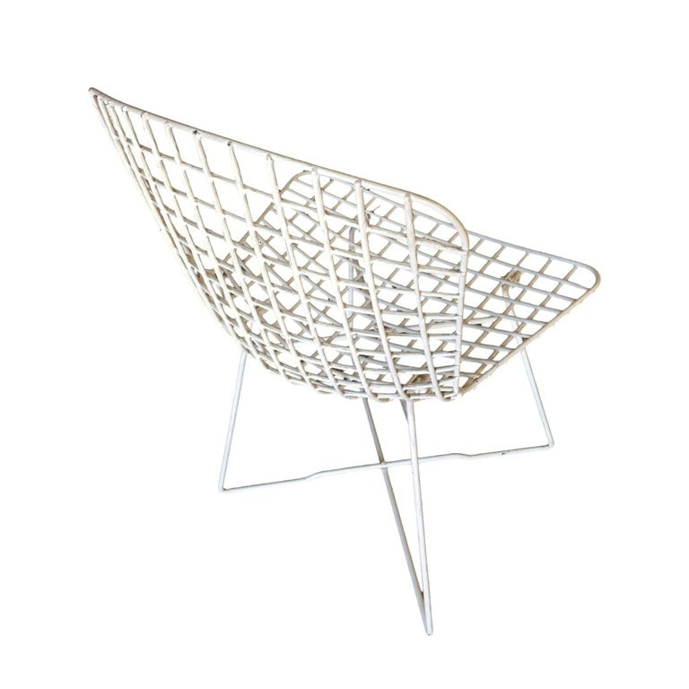 White Bertoia Steel Wire Side Chair With "X" Base by Knoll, Set of 6 - 9