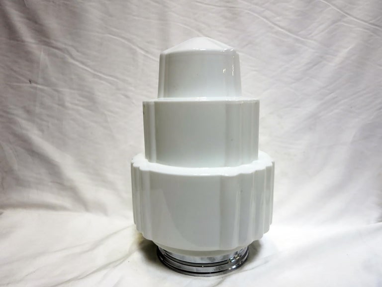 Large Art Deco Stepped Birthday Cake Skyscaper Ceiling Glass Globe Pendant - 3