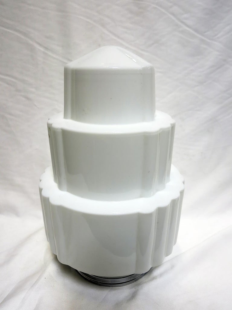 Large Art Deco Stepped Birthday Cake Skyscaper Ceiling Glass Globe Pendant - 4