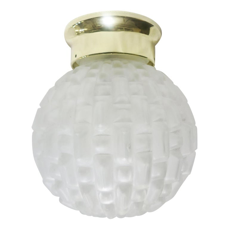 Art Deco Small Opaque Geometric Sphere Ceiling Glass Globe Pendant - 2