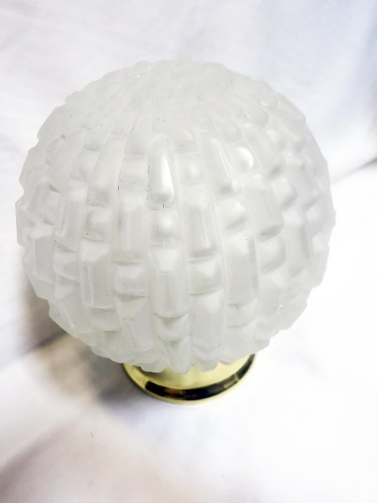 Art Deco Small Opaque Geometric Sphere Ceiling Glass Globe Pendant - 4