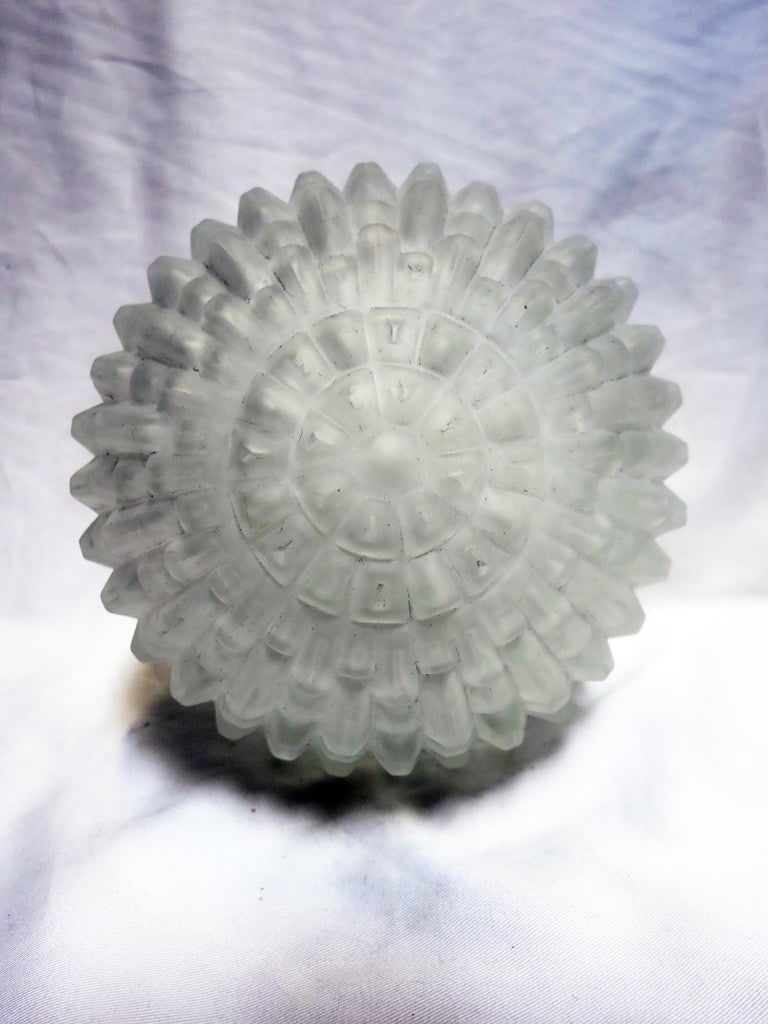Art Deco Small Opaque Geometric Sphere Ceiling Glass Globe Pendant - 5
